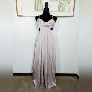 NWT Shareen Collections Champagne Satin Maxi Dress Womens Size 6 US